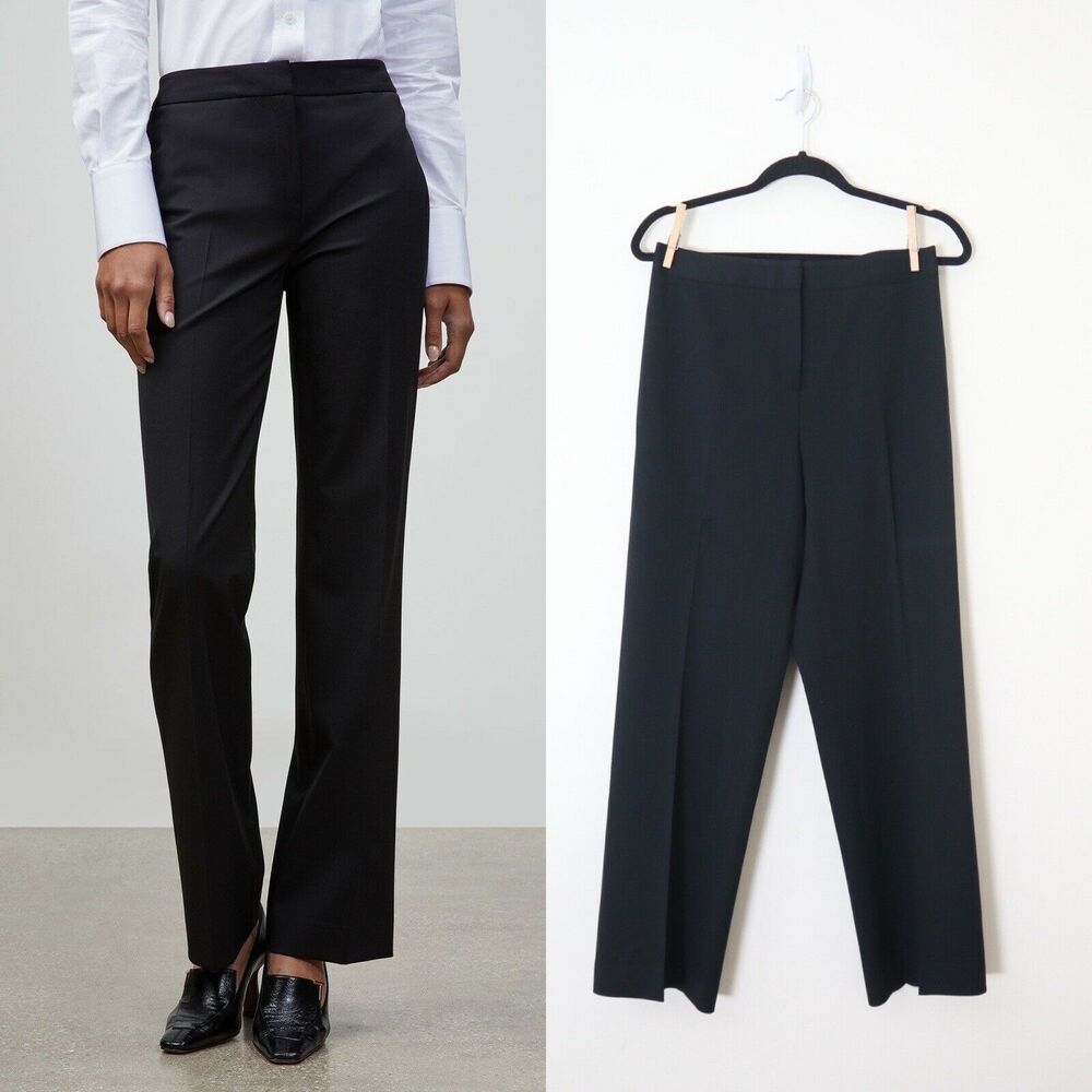 Lafayette 148 New York 30" Waist Menswear Wool-Blend Trouser Pant Black